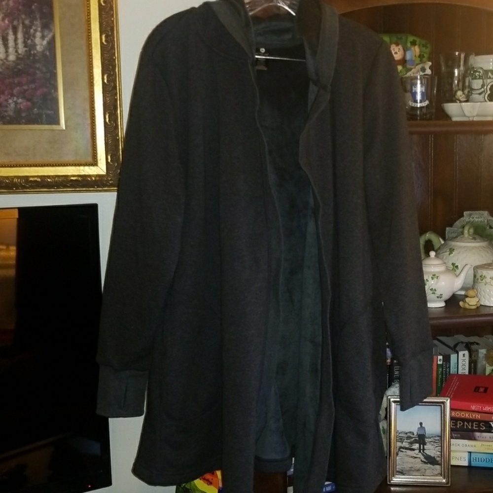 Fleece Cardigan Jacket with Hood